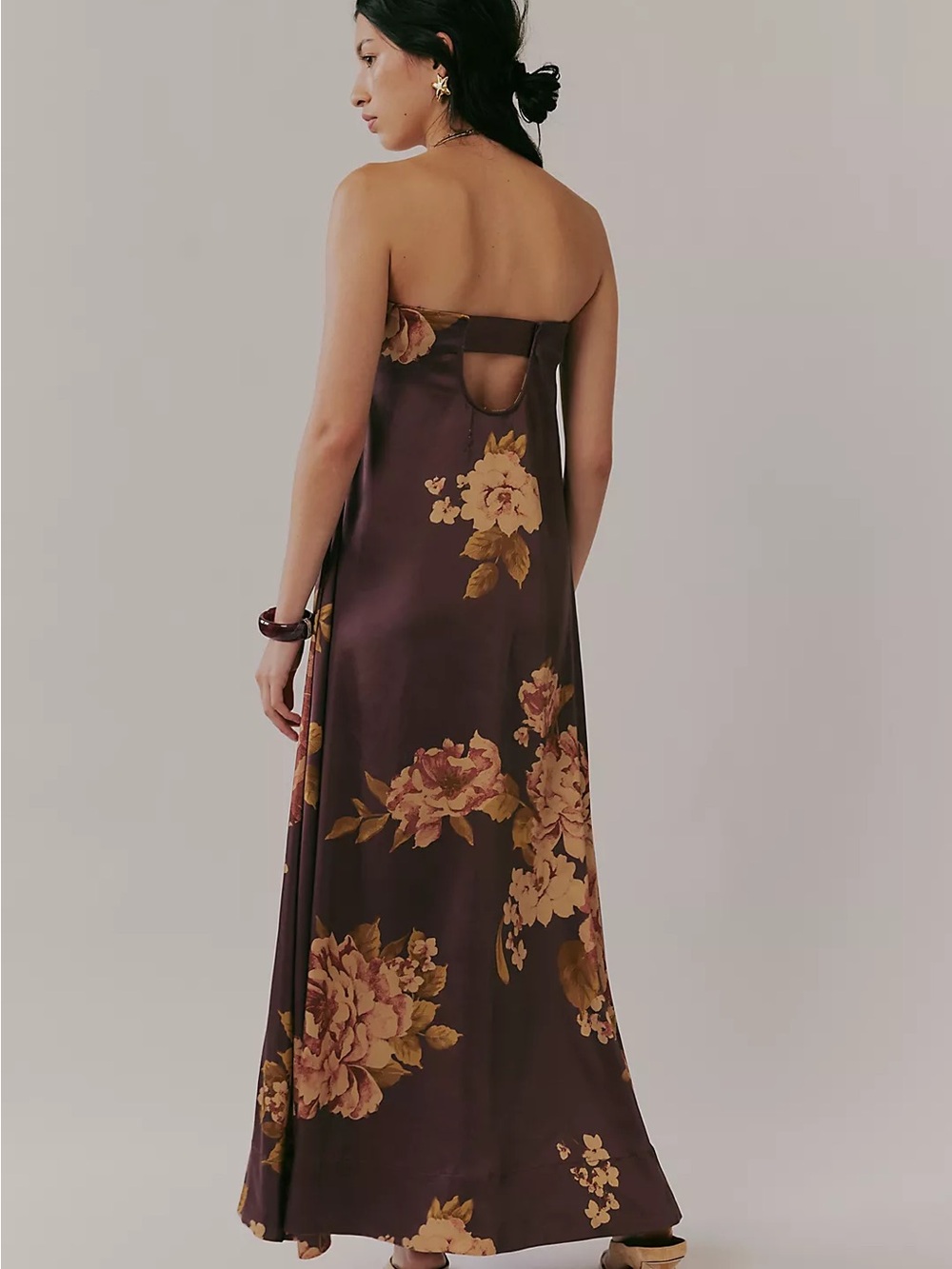 Free People Botanical Maxi Dress Navy Size medium formal floral weddings maroon - Picture 4 of 16